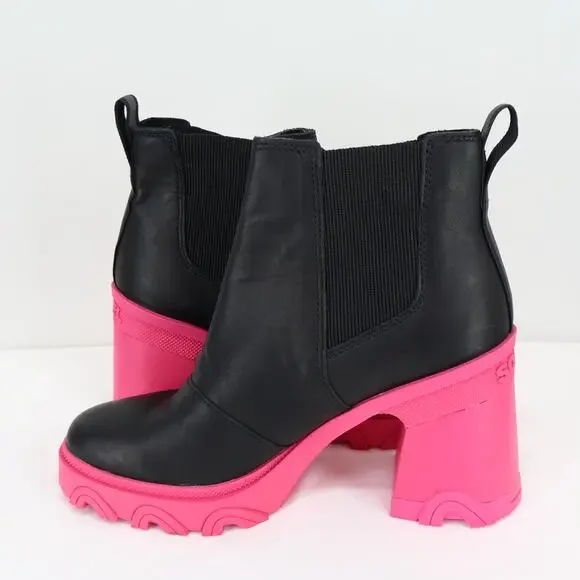 Sorel Brex Heel Chelsea Boots Black Cactus Pink Size 7.5 - Picture 9 of 12